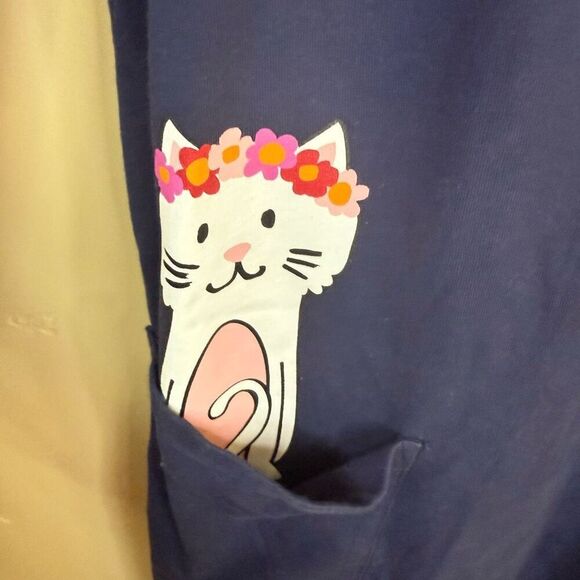 Hanna Andersson Girls Cotton Dress Navy Blue Pockets Decal Size 150CM or‎ US 12 - Picture 3 of 5